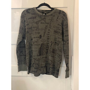 Harley Davidson Y2K All Over Print Thermal Long Sleeve Shirt Men’s Large